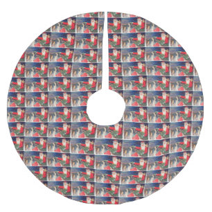 Santa on sleigh Thunder_Cove vintage Brushed Polyester Tree Skirt