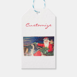 Santa on sleigh Thunder_Cove vintage Gift Tags