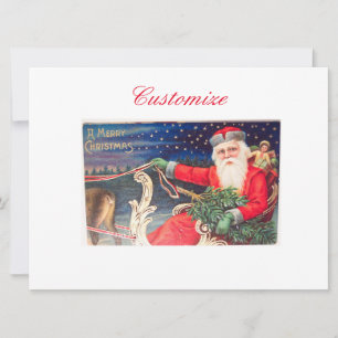Santa on sleigh Thunder_Cove vintage Holiday Card