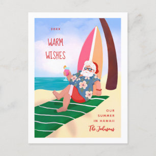 Santa on the Beach Summer Holiday Christmas Postcard