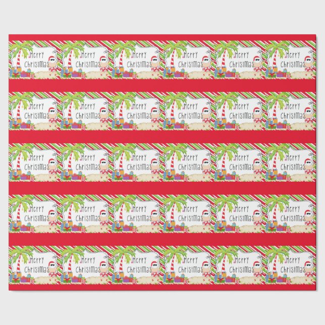 Santa on The Beach Wrapping Paper (Seam)
