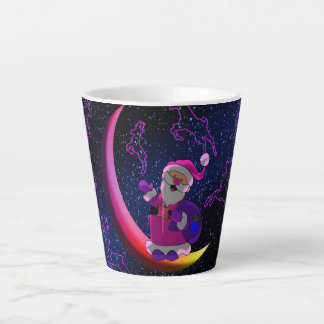 Santa on the Moon Latte Mug