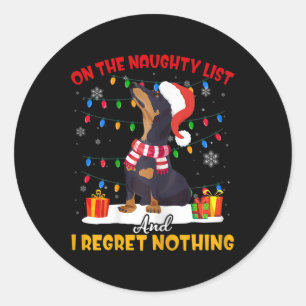 Santa On The Naughty List Dachshund Christmas Gift Classic Round Sticker