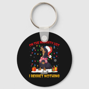 Santa On The Naughty List Dachshund Christmas Gift Key Ring