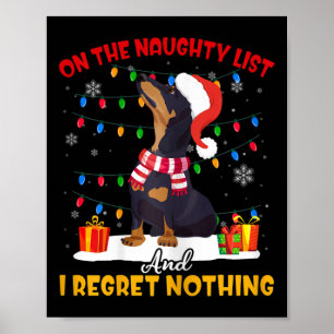 Santa On The Naughty List Dachshund Christmas Gift Poster