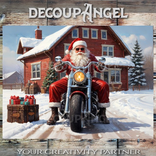 Santa on the Road - Decoupage - Tissue Paper (Creator Uploaded)