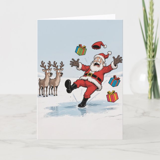 Santa On Thin Ice Card (Front)