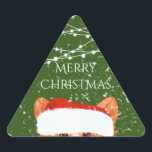 Santa Orange Corgi Merry Christmas Triangle Sticker<br><div class="desc">Cute orange corgi illustration Merry Christmas-stickers 
Merry Christmas!</div>