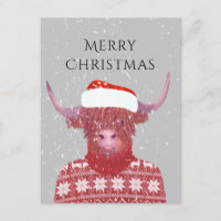  Santa Orange Highland Cow Merry Christmas  