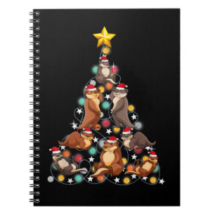 Santa Otters Christmas Tree Funny Otter Christmas Notebook
