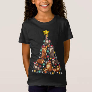 santa otters christmas tree  funny otter christmas T-Shirt