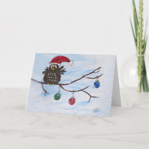 Santa Owl Christmas Card