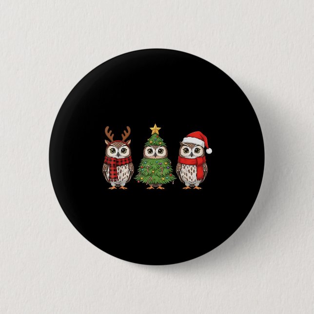 Santa Owl Christmas Tree Owl Lover Animal Xmas Paj 6 Cm Round Badge (Front)