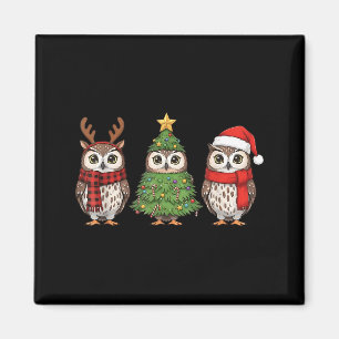 Santa Owl Christmas Tree Owl Lover Animal Xmas Paj Magnet