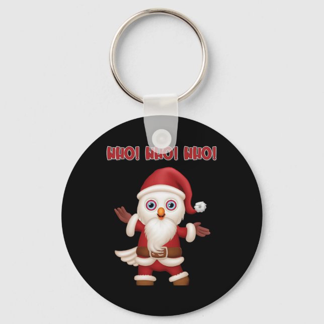 Santa Owl Festive Fun Christmas  Key Ring (Front)