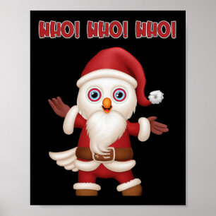 Santa Owl Festive Fun Christmas Poster