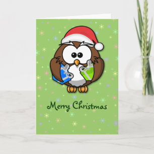 Santa owl holiday card