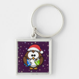 Santa owl key ring