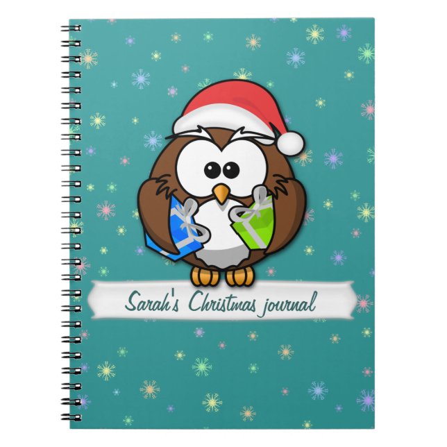 Santa owl spiral notebook (Front)