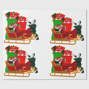 Santa Packing His Sleigh Wrapping Paper