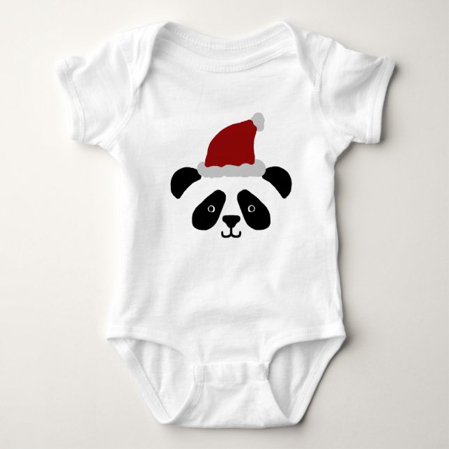 Santa Panda Baby Romper Baby Bodysuit (Front)