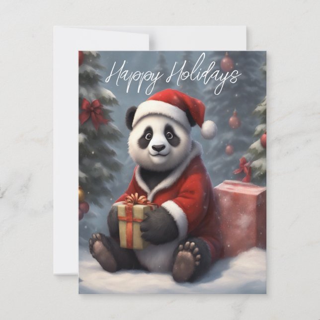 Santa Panda Bear Holiday Card (Front)