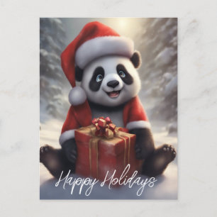 Santa Panda Bear Holiday Postcard