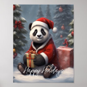 Santa Panda Bear Poster