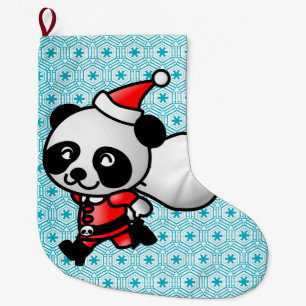 Santa Panda with snowflakes Christmas Stocking