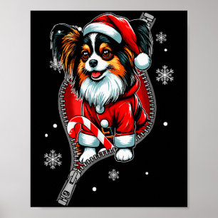 Santa Papillon Going Out Christmas Dog Owner Famil Poster