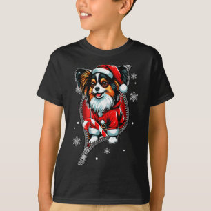 Santa Papillon Going Out Christmas Dog Owner Famil T-Shirt