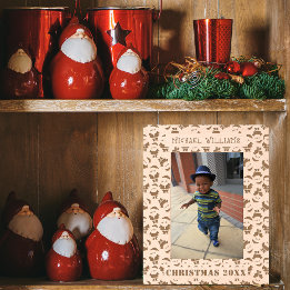Santa Pattern | Merry Christmas Kids Photo Etched Frames