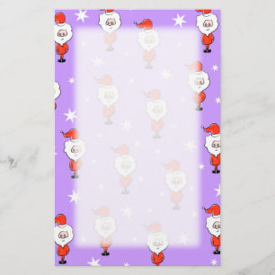 Santa Pattern. Purple Christmas Pattern. Stationery