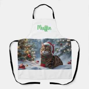 Santa Paws Bengal Cat Christmas Personalised  Apron