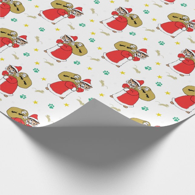 Santa Paws Cats Christmas Wrapping Paper (Corner)