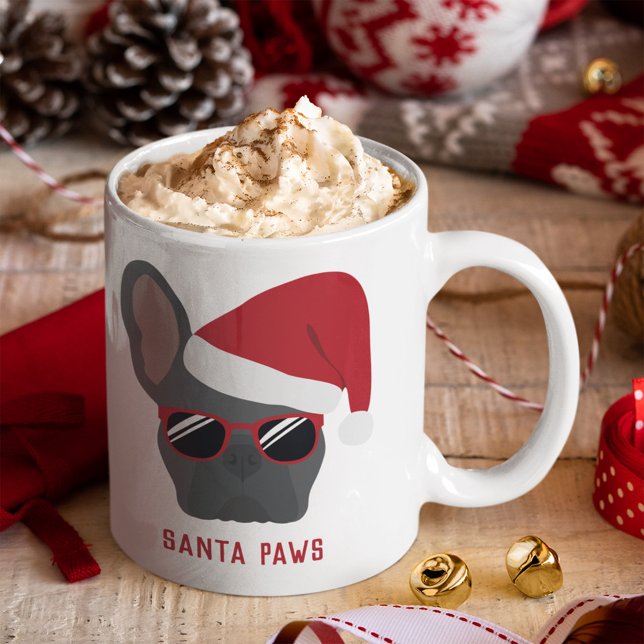 Santa Paws Christmas Blue French Bulldog Coffee Mug (Creator Uploaded)