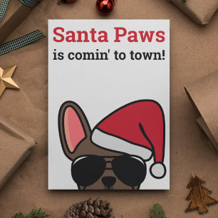 Santa Paws Christmas Brown French Bulldog Card