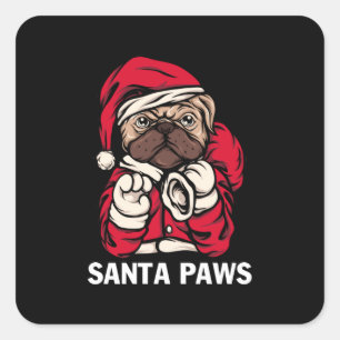 Santa Paws Christmas English Bulldog Gift Ideas Square Sticker