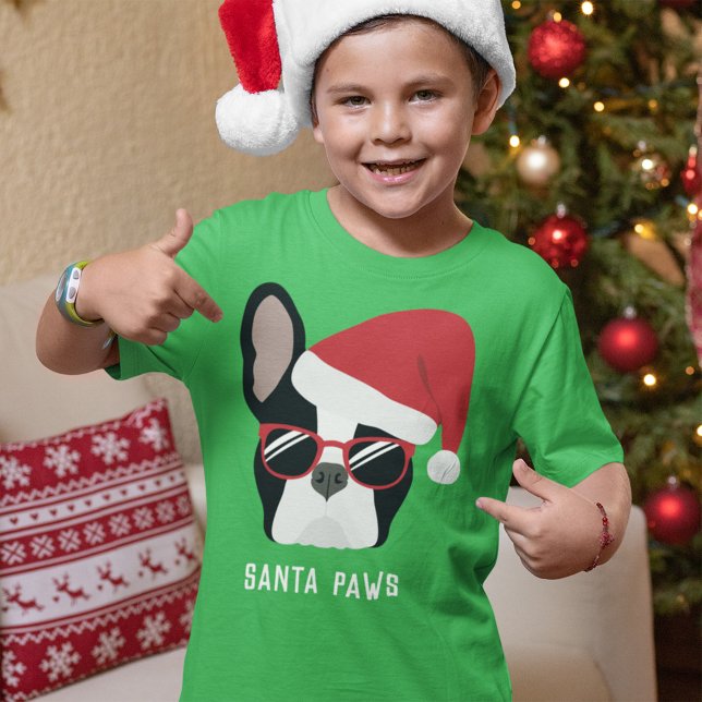 Santa Paws Christmas French Bulldog T-Shirt (Creator Uploaded)