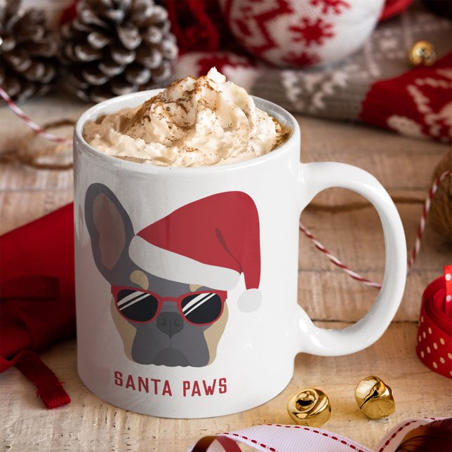 Santa Paws Christmas Lilac Tan French Bulldog Coffee Mug (Creator Uploaded)