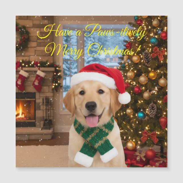 Santa Paws Christmas Magnetic Card (Front)