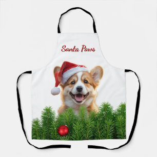 Santa Paws Corgi Holiday Chef Design Apron