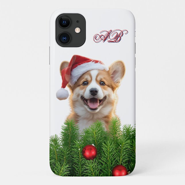 Santa Paws Corgi Holiday iPhone Design Case-Mate iPhone Case (Back)