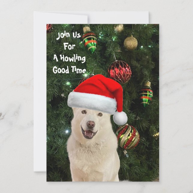 Santa Paws - Crystal the Husky Dog Christmas Invitation (Front)