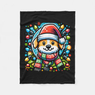 Santa Paws Cute Christmas Dog Design For Animal Lo Fleece Blanket