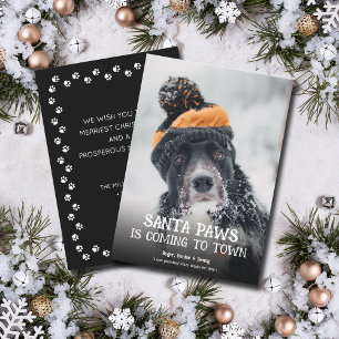 Santa Paws Dog Photo Christmas Holiday Card