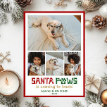 Santa Paws Dog Photo Holiday Card<br><div class="desc">This awesome photo collage Christmas card with 4 photos,  "Santa Paws is Coming to Town!" in a fun modern fonts,  and your names and the year would be perfect for sending to your friends and family.  Everyone will love getting new photos of you and your dog(s).</div>
