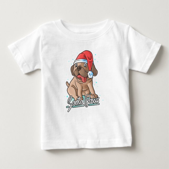Santa Paws Dog With Hat Baby T-Shirt (Front)