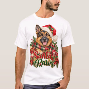 Santa Paws German Shepherd Christmas T-Shirt