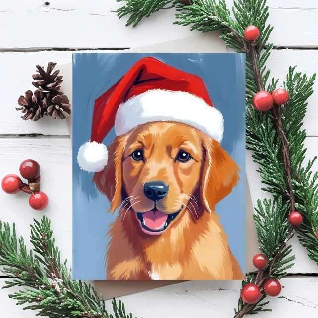 Santa Paws | Golden Retriever Puppy Christmas Holiday Postcard (Creator Uploaded)